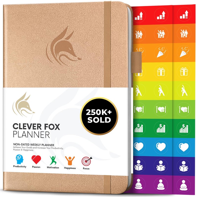 Clever Fox Planner â€“ Undated Weekly & Monthly Planner for Productivity, Time Management & Goals â€“ Organizer Journal â€“ A5 (Pearl) - Image 1